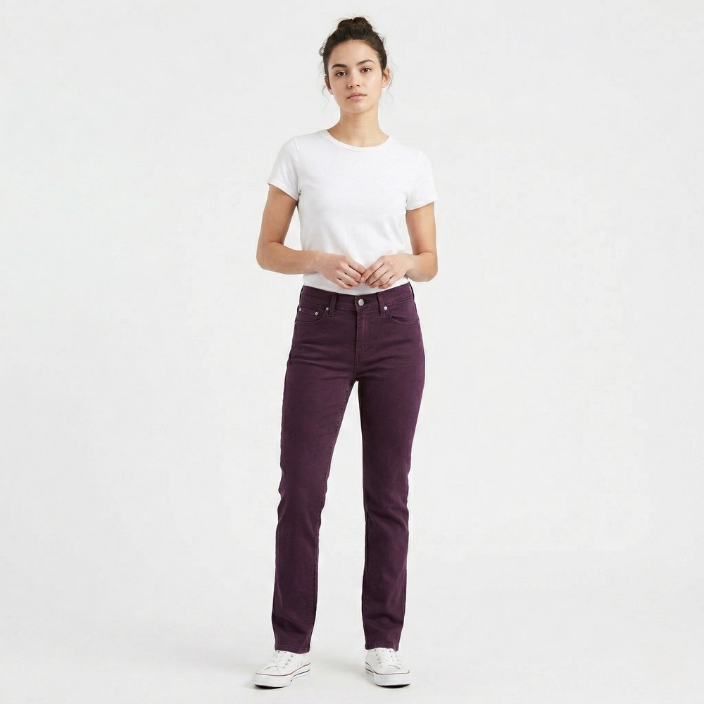 Levi's Women Jeans 505 Straight Size 27 Purple Plum Mid Rise Stretch‎ Denim